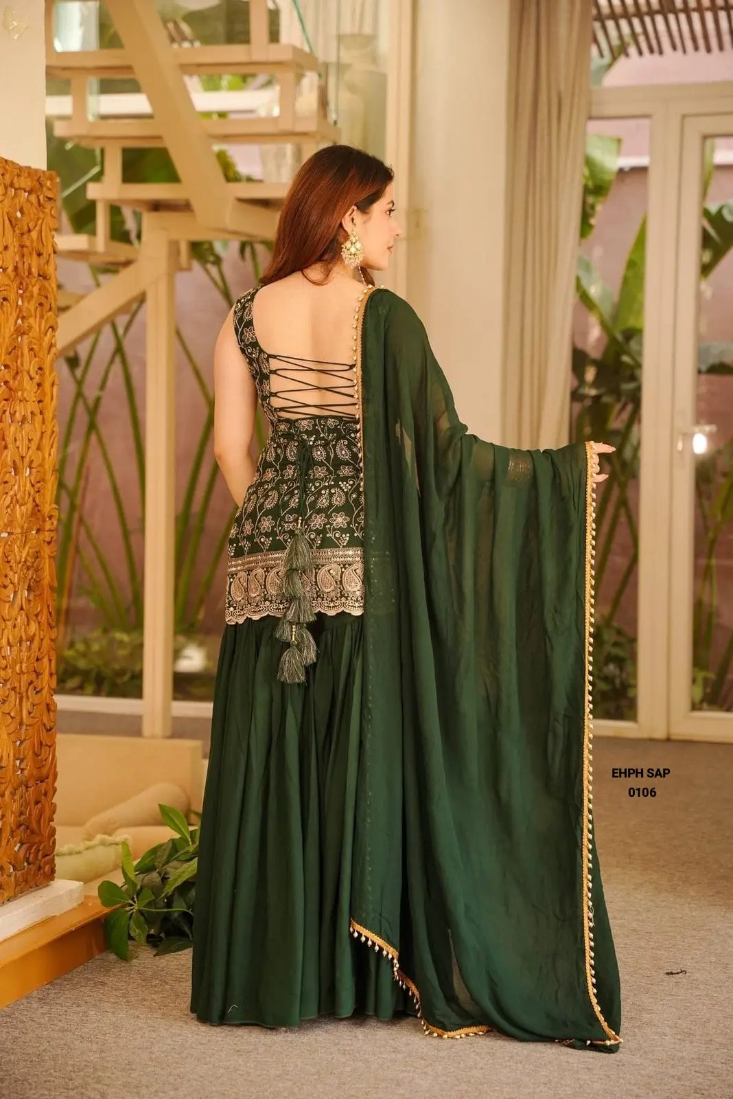 FRONT & BACK EMBROIDERY WORK WITH FANCY LACE & Kurti Palazzo Set with Dupatta